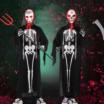 1 шт. Костюмы ужасов на Хэллоуин, Череп, скелет, одежда с привидениями, одежда ужасов для взрослых и детей, маскарадные костюмы для вечеринки, реквизит для Хэллоуина