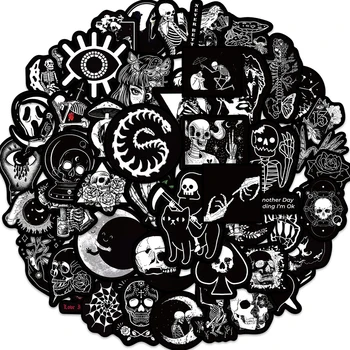 10/30/50шт Черно-белые наклейки с граффити в стиле готического ужаса, наклейки с черепами, сделай САМ, Мотоцикл, ноутбук, телефон, Автомобиль, водонепроницаемая наклейка, детская игрушка