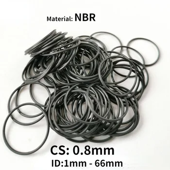 10/50 шт Черные уплотнительные кольца из NBR-резины CS 0,8 мм ID 1 мм - 66 мм Маслостойкость уплотнительного кольца из нитрилового каучука