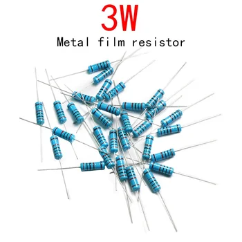 10 Шт./лот 3 Вт 0R-10 М 1% Металлический Пленочный резистор 2.2 4.7R 10R 100R 120 150 220R 270 470R 1K 2.2K 4.7K 10K 100K 470K Сопротивление 1 М Ом