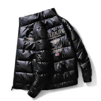 2022 Мужская уличная одежда, зимняя парка в стиле хип-хоп, Корейская одежда, куртки с капюшоном, Мужское однотонное пальто Harajuku, зимняя Пуховая хлопчатобумажная куртка