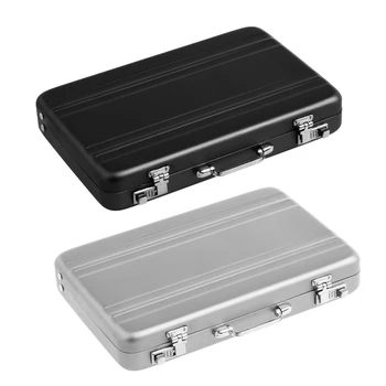 2шт Алюминиевый ящик для паролей, футляр для карт, Мини-чемодан, Портфель для паролей - Серебристый и черный