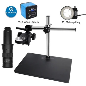 360 Регулируемая Двухрычажная Стереомикроскопическая Подставка для микроскопа + Держатель диаметром 50 мм + 38-Мегапиксельная VGA-камера + Адаптер для Стеклянного объектива с C-образным креплением