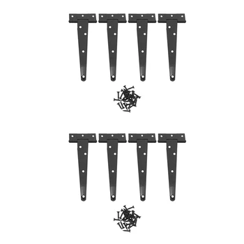 8 ШТ 6-дюймовые дверные петли для тяжелых условий эксплуатации, тройник с Т-образным ремешком, навесная петля, петли для деревянных ворот, петли (черные)