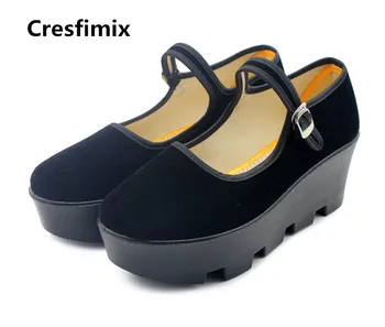 Cresfimix/ женская модная удобная обувь с ремешком и пряжкой, женские милые танцевальные туфли, увеличивающие рост, ретро-обувь zapatos de mujer a2056