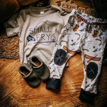FOCUSNORM, летние комплекты одежды для маленьких мальчиков 0-24 м, 2 шт., серые футболки с короткими рукавами и буквами + штаны с рыбным принтом.
