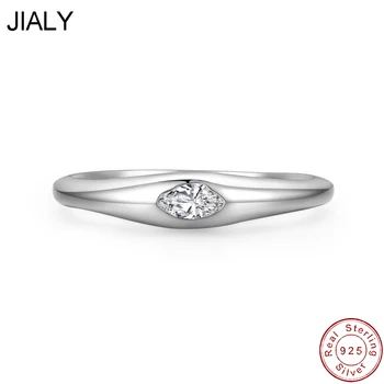 JIALY Гладкое европейское кольцо на палец из стерлингового серебра AAA CZ 925 пробы для женщин, день рождения, свадебный подарок, ювелирные изделия
