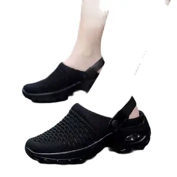 JIESHAO 2023, Новая женская обувь, повседневные сандалии с увеличенной подушкой, Нескользящие женские сандалии на платформе, Дышащая сетка для прогулок на свежем воздухе
