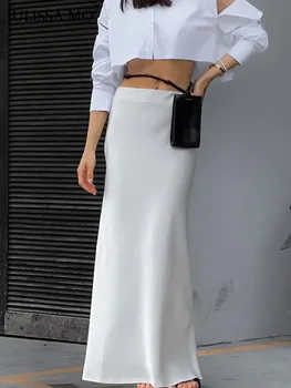 JULISSA MO Элегантные женские Повседневные макси-юбки с разрезом и высокой талией, женское однотонное офисное белое макси-платье 2023, летнее