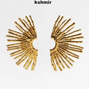 kshmir Европейская и американская мода, преувеличенные половинчатые серьги в виде солнца и цветка, женские трендовые вечерние ретро металлические аксессуары для ушей