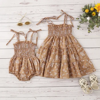 ma & baby от 3 до 4 ЛЕТ, летнее платье для малышей, комбинезон для девочек, костюмы сестер с цветочным принтом, D01
