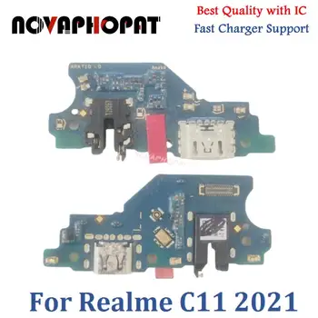 Novaphopat Оригинал Для Realme C11 2021 USB Док-станция Порт Зарядки Штекер Аудиоразъем для наушников Плата Зарядного устройства для микрофона