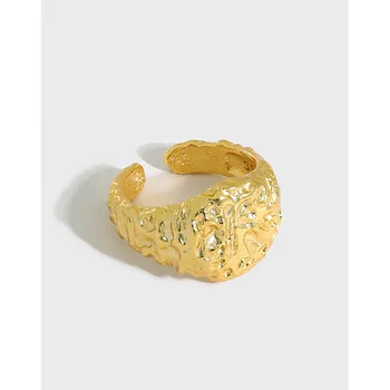 SHANICE Authentic открытое кольцо из стерлингового серебра S925 пробы, нишевое дизайнерское кольцо с геометрической неровной текстурой поверхности, кольцо для женщин