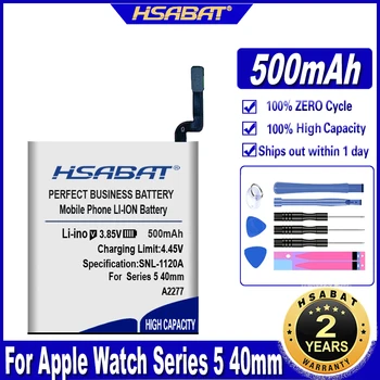 Аккумулятор для часов серии HSABAT 5 емкостью 500 мАч для Apple Watch Series 5, аккумуляторы 40 мм 44 мм A2277 A2181