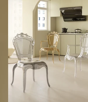 Акриловый обеденный стул Nordic princess chair прозрачный хрустальный призрачный стул стул для макияжа французский ретро гостиничный дворцовый стул