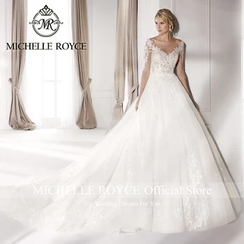 Бальное платье Мишель Ройс, Свадебное платье 2023, Элегантное свадебное платье на пуговицах, иллюзия Возлюбленной, Vestidos De Novia