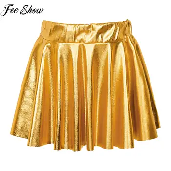 Блестящая юбка с оборками для девочек, плиссированная пачка с металлическим эластичным поясом для хип-хопа, джаза, катания на коньках, танцевального представления, спортивная мини-юбка
