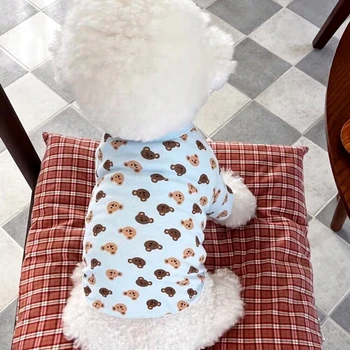 Весенне-летняя одежда для домашних животных, котенок, щенок с мультяшным рисунком, Милая футболка, Модный пуловер для собак малого и среднего размера, Йоркширский пудель