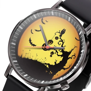 Горячая мода в виде тыквы на Хэллоуин, модные мужские часы с легким кварцем, Поддержка пользовательских изображений Relojes Para Hombre