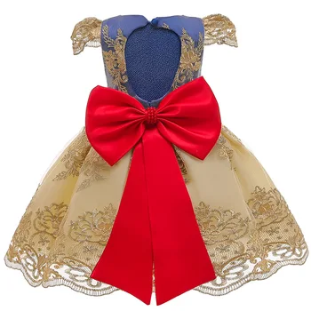 Детская одежда, кружевное бальное платье с бантом и цветочным узором для девочек, платье принцессы для маленьких девочек, праздничная одежда, детская одежда