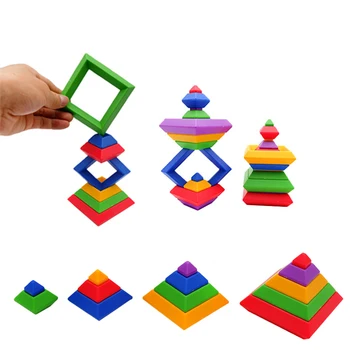 Детская разноцветная пирамидка, набор игрушек для укладки бриллиантов, креативная 3D игра для укладки строительных блоков, игрушка Монтессори в подарок для детей