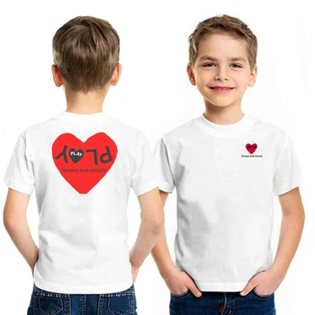 Детская футболка с летней вышивкой в виде сердца и букв на спине с принтом любви для мальчиков и девочек с круглым вырезом и короткими рукавами, прямая футболка унисекс