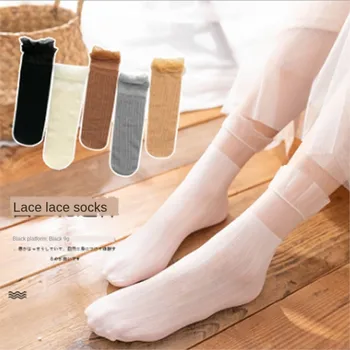 Детские носки Летние Новые Сказочные кружевные носки Сладкий шелк со скрытой сеткой Японский Дышащий Сексуальный шелковый носок