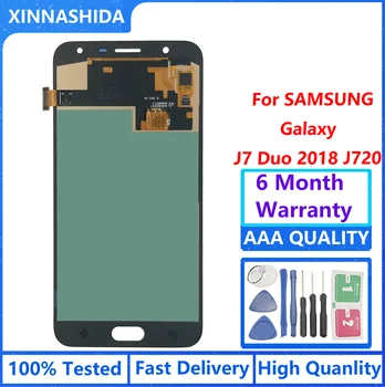 Для Samsung Galaxy J7 Duo 2018 J720 J720F SM-J720F SM-J720M SM-J720F Дисплей с Сенсорным Экраном Дигитайзер В сборе