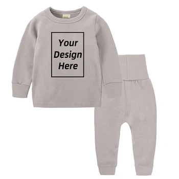 Добавьте свой собственный текст и дизайн, настраивая персонализированное изображение логотипа DIY Одежда для сна Детский пижамный комплект Детский костюм
