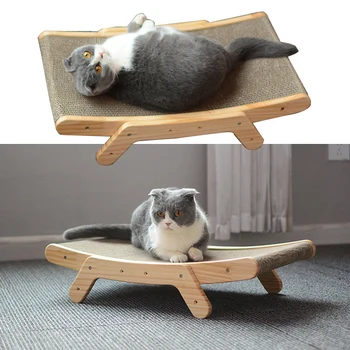 Доска-скребок для кошек с деревянным каркасом, Кровать для кошек, Игрушки для защиты от царапин, Скребок для дивана с когтями для кошек