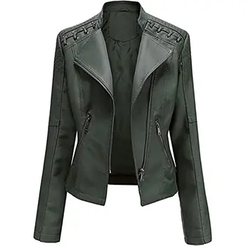 Женские кожаные куртки из искусственной мотоциклетной ткани, байкерское пальто большого размера, короткое легкое веганское модное