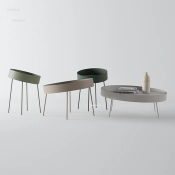 Журнальные столики из скандинавского железа для мебели для гостиной, круглый приставной столик, современный простой журнальный столик от дизайнера творческой личности