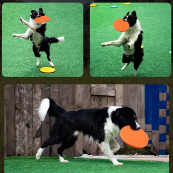 Забавная игрушка для домашних животных TPR Круглый летающий диск Собака Интерактивная игра Обучающие диски Устойчивая к укусам жевательная игрушка для собак Щенки зоотовары