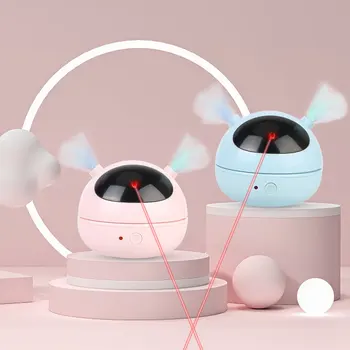 Забавный электрический робот с кошачьей палочкой и пером, дразнящий кошку Вращающимся на 360 градусов лазерным лучом, Умные игрушки для кошек