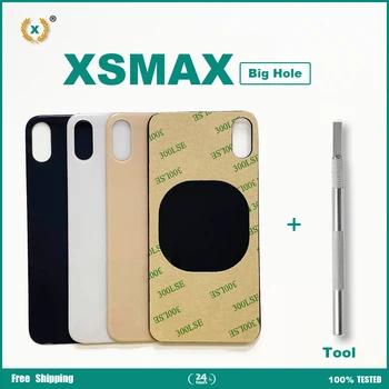 Замена задней стеклянной крышки аккумуляторного отсека с большим отверстием для камеры для iPhone XSMAX Задняя дверь корпуса + инструмент