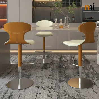 Итальянские дизайнерские барные стулья, современный вращающийся подъемный высокий табурет для барной мебели, Простой домашний барный стул на стойке регистрации из нержавеющей стали