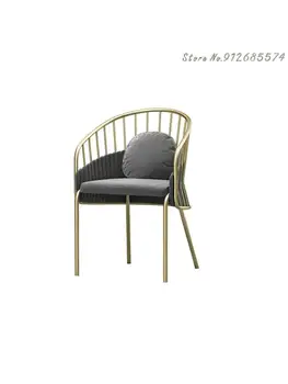 Итальянский Легкий Роскошный обеденный стул, Темно-зеленый Тканевый Обеденный стол, домашний Креативный Дизайнерский обеденный стул, Одноместный шезлонг