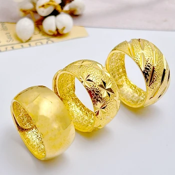 Кольца для мужчин золотого цвета с гладким / Звездообразным широким открытым кольцом, Регулируемые Anillos Bague, Винтажные Ювелирные Аксессуары, Подарки для вечеринок