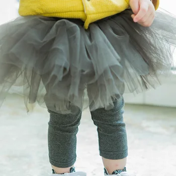 Леггинсы для девочек в корейском стиле С юбкой, Сетчатые брюки принцессы, Хлопковые Леггинсы для новорожденных девочек, Юбка DT263