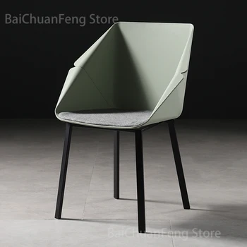Легкие современные обеденные стулья с простой роскошной спинкой, железная мебель для столовой, стул для обсуждения на стойке регистрации в ресторане