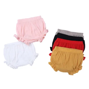 Летние шорты для маленьких девочек, однотонные хлопковые льняные детские шорты в Корейском стиле, милые шорты из полипропилена для маленьких девочек
