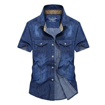 Летняя мужская джинсовая рубашка Bule в стиле Fahion для мальчиков, дышащая одежда для пеших прогулок, отложной воротник, Homme, Короткий рукав, Тонкие рубашки для лазания