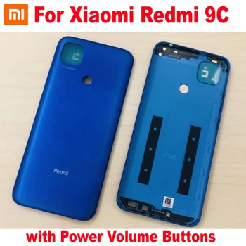 Лучшая оригинальная задняя крышка аккумулятора для Xiaomi Redmi 9C, задняя крышка с кнопками включения и регулировки громкости, крышка корпуса телефона, детали корпуса