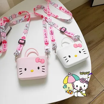 Маленькая сумка Hello Kitty из аниме, Японская кукла Каваи Для девочек, портативная квадратная сумка-мессенджер, Простая модная легкая сумочка в подарок