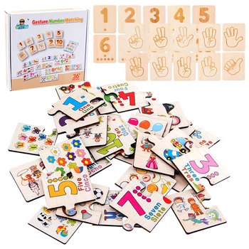 Монтессори Number Sense Детские Игрушки 1-10 Жестов, Деревянные Пазлы, Соответствующие Сенсорные Игры, Развивающие Игрушки Для Детей, Новые