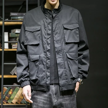 Мужская летняя куртка, новая мода, воротник-стойка, куртка с несколькими карманами, модный Большой карман, Корейская повседневная Молодежная модная ветровка