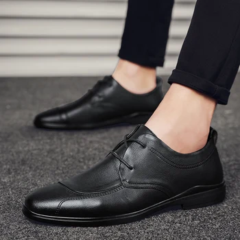Мужские модельные туфли на шнуровке, высококачественная кожаная официальная обувь, мужские оксфорды для мужчин, черная модная офисная обувь, мужская обувь