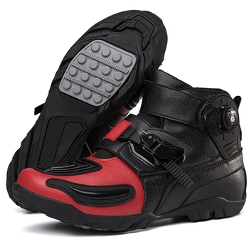 Мужские профессиональные кожаные мотогоночные ботинки, дышащая прочная мотоботинка, ботильоны для мотокросса 36-48