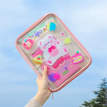 Мультяшная корейская сумка для хранения iPad 11-дюймовый мультяшный кролик плоская сумка ПВХ прозрачная водонепроницаемая сумка