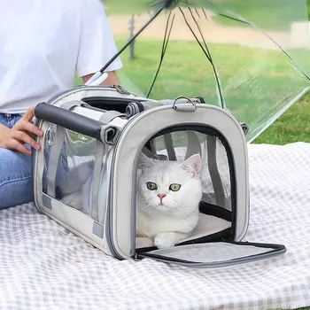 Мягкая переноска для домашних животных, портативная дышащая складная сумка для кошек, сумок для собак, сумочка для домашних животных для путешествий с фиксирующимися защитными молниями